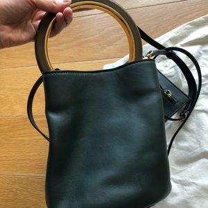 MARNI Mini Pannier Leather Bucket Bag Dark Green